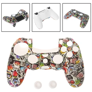 

Gamepad Controller Protective Case Silicone Sleeve Guards + 2 Grip Caps For PS4