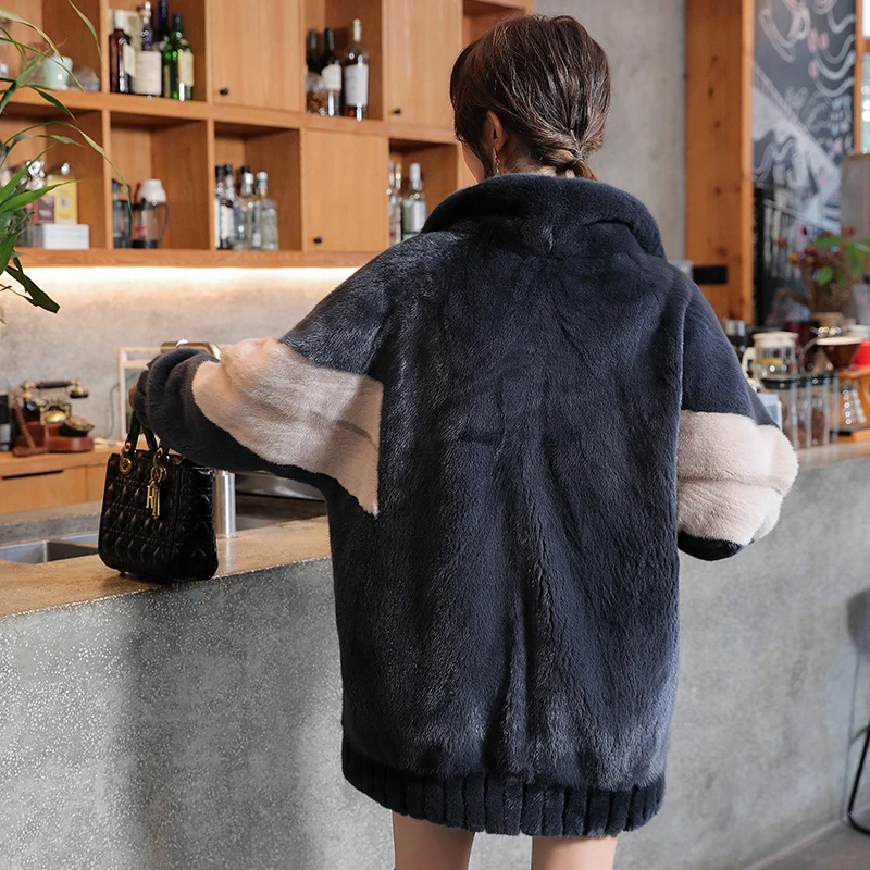 New Winter Women's whole import velvet mink fur coat jacket outwear