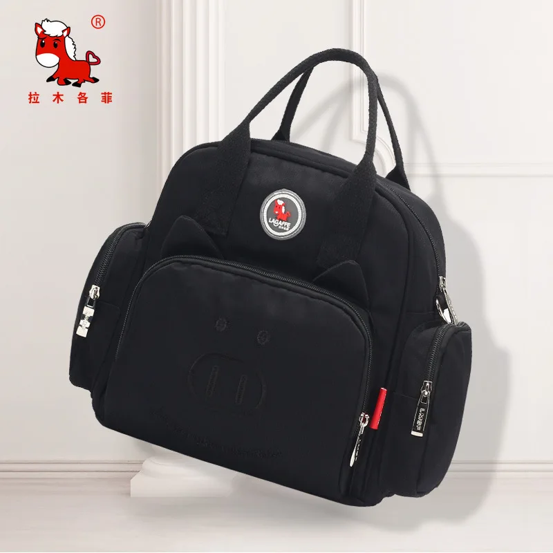 

La Mu Each Phenanthrene Nursing Cartoon Diaper Bag Large Capacity MOTHER'S Bag Waterproof Nylon Bag Trend Embroidered Backpack