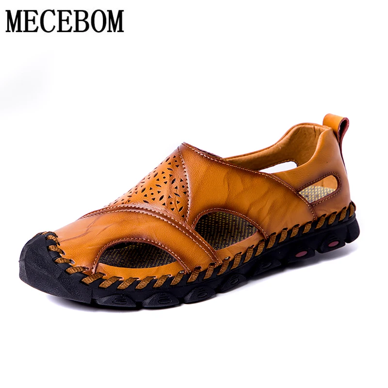 

Summer Men Sandals Genuine Leather Big Size 38-48 Breathable Men Casual Set of Feet Shoes Beach Slippers Men Shoes Sandalias