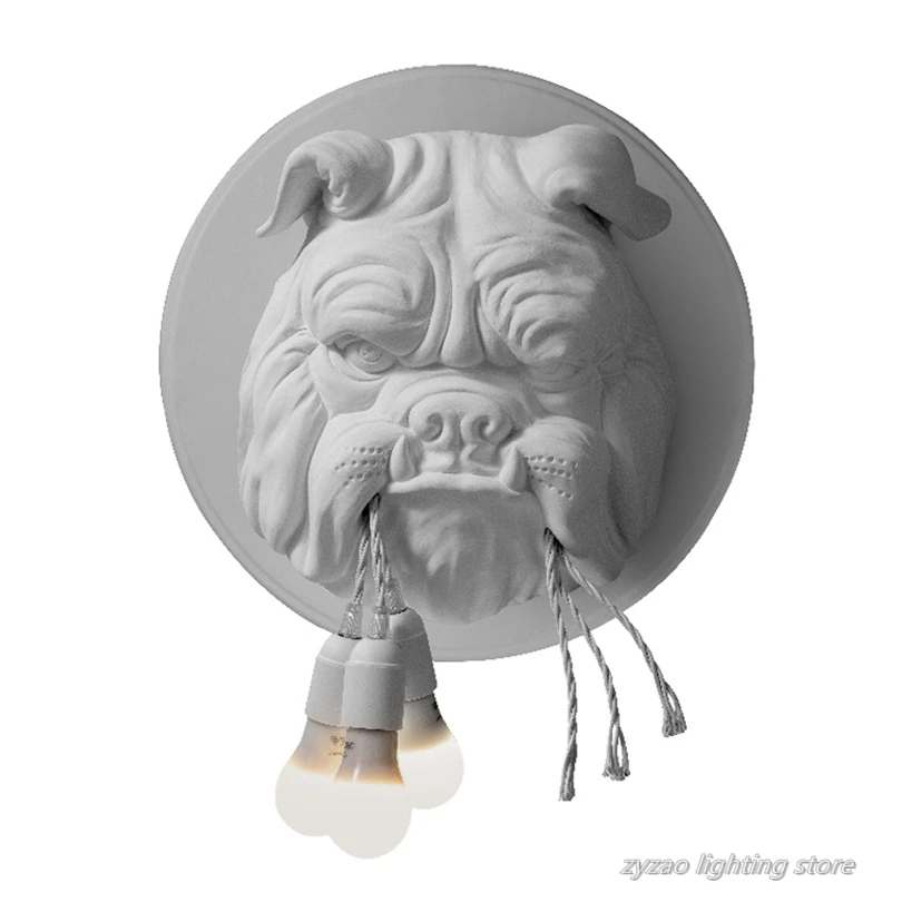 Animal Dog Resin Wall Lamps Living Room TV Wall Deco Corridor Home Decor Lighting Fixtures Designer Ktv Bulldog Wall Lights E27 5