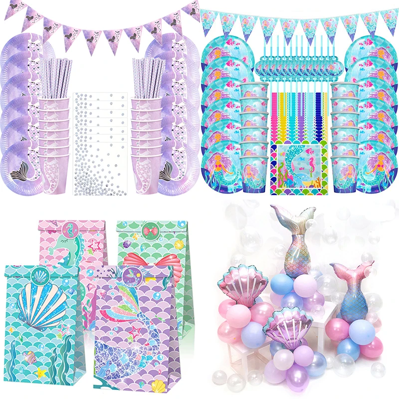 

Little Mermaid Party Supplies Garland Balloons Set Mermaid Decoration Under the sea Birthday Favor Kids Birthday Parties Decor