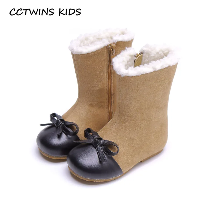 CCTWINS/детская обувь; коллекция года; зимние детские модные замшевые ботинки; брендовые ботинки до середины икры для девочек; детская брендовая обувь с черной бабочкой; HB075