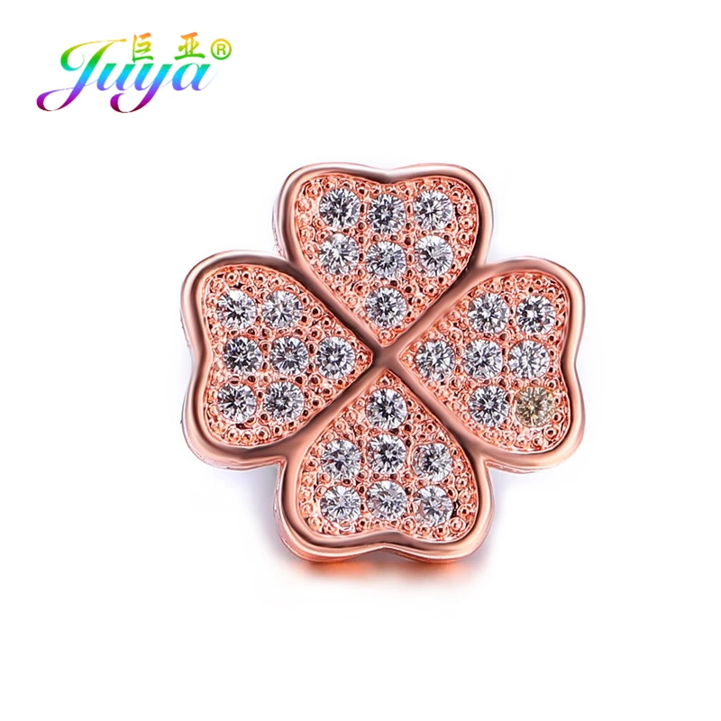 Rose Gold Juya DIY микро проложить циркония аксессуары плавающие металлические разделители Квадратные бусины для женщин натуральный камень жемчуг Berloque Изготовление ювелирных изделий - Цвет: Rose Gold