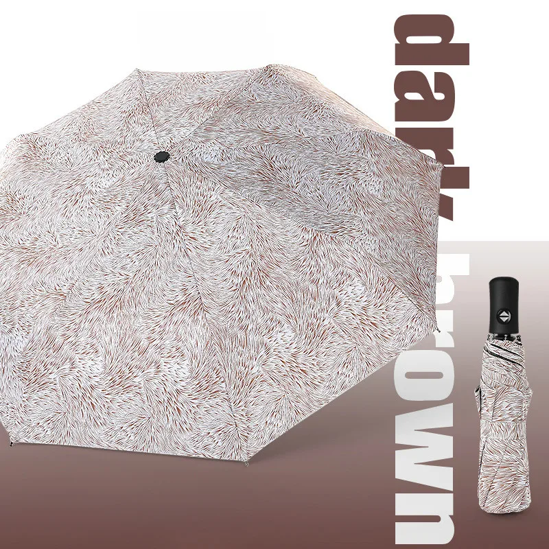 Автоматический солнечный и дождливый зонты с черным покрытием с милым мультяшным солнцезащитным зонтом креативный корейский 3 небольшой складной зонт - Цвет: dark grey Grass