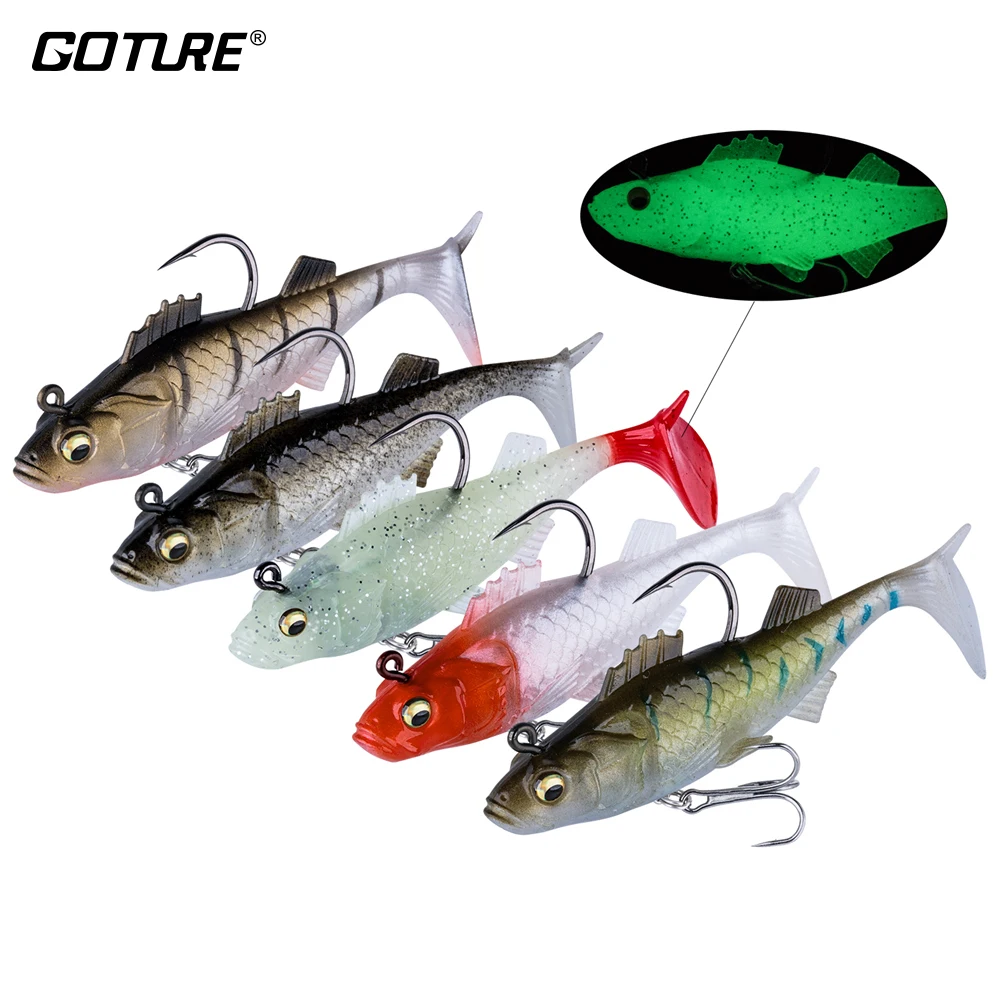 

Goture 5pcs Soft Fishing Lure Wobbler Swimbait Silicone Isca Artificial Bait Lead Jig Fish Pesca 8.5cm 17g or 21g