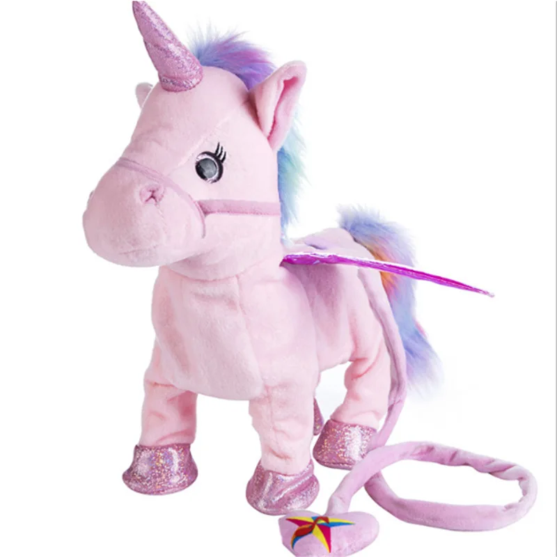 Jeriwell 35 см электрическая ходячая Единорог плюшевая забавная говорящая игрушка единорог пение музыка мягкая игрушка для детей Детский подарок - Цвет: Pink