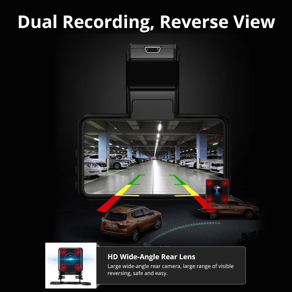 AZDOME M17 Dash Cam 3 Inth 1080P видеорегистратор с двумя объективами и ADAS WiFi 24H Парковочный