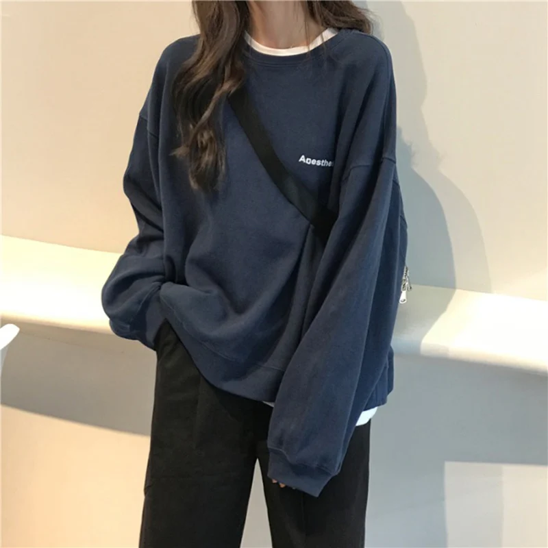 Sudaderas con capucha de las mujeres con capucha de terciopelo grueso elegante suelto Oversize Streetwear moda ocio coreano estilo Harajuku nuevo Simple Ulzzang