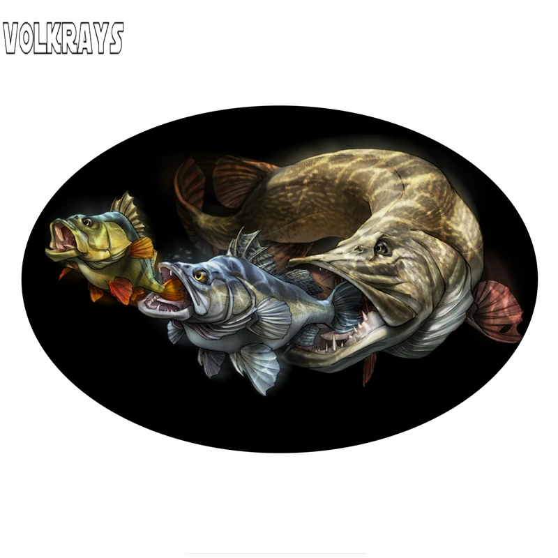Volkrays Waterproof Cool Interesting Animal Fish Car Sticker PVC Decal Decoration for Motorcycle Suitcase Guitar 18cm*12cm | Автомобили и