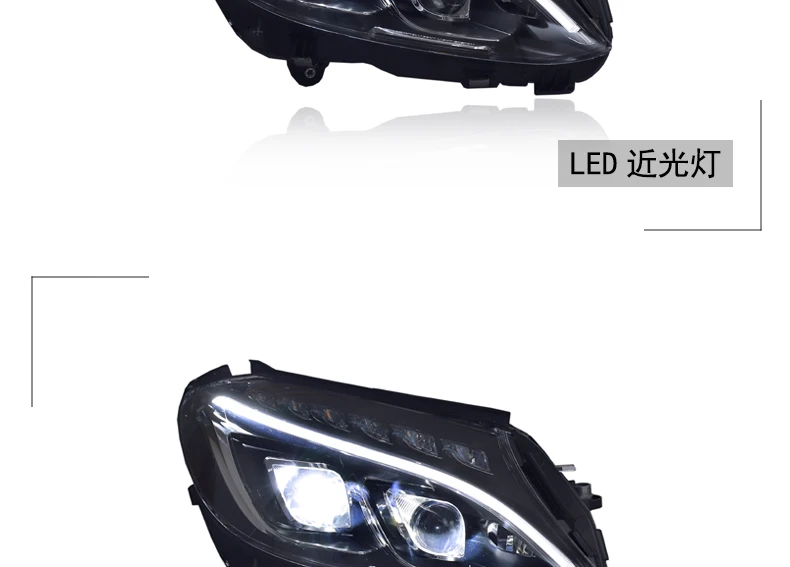 Автомобильный Стайлинг для Benz W205 полный светодиодный фонарь- для Benz c-класс полный светодиодный налобный фонарь DRL дальний и ближний свет все светодиодный