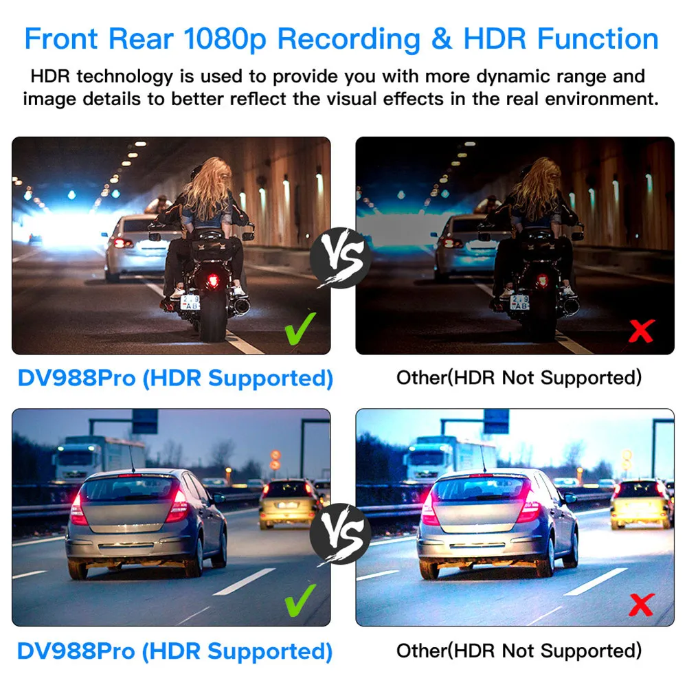 Видеорегистратор Blueskysea DV988 Pro с Wi Fi HD 1080P GPS 2 камеры| |
