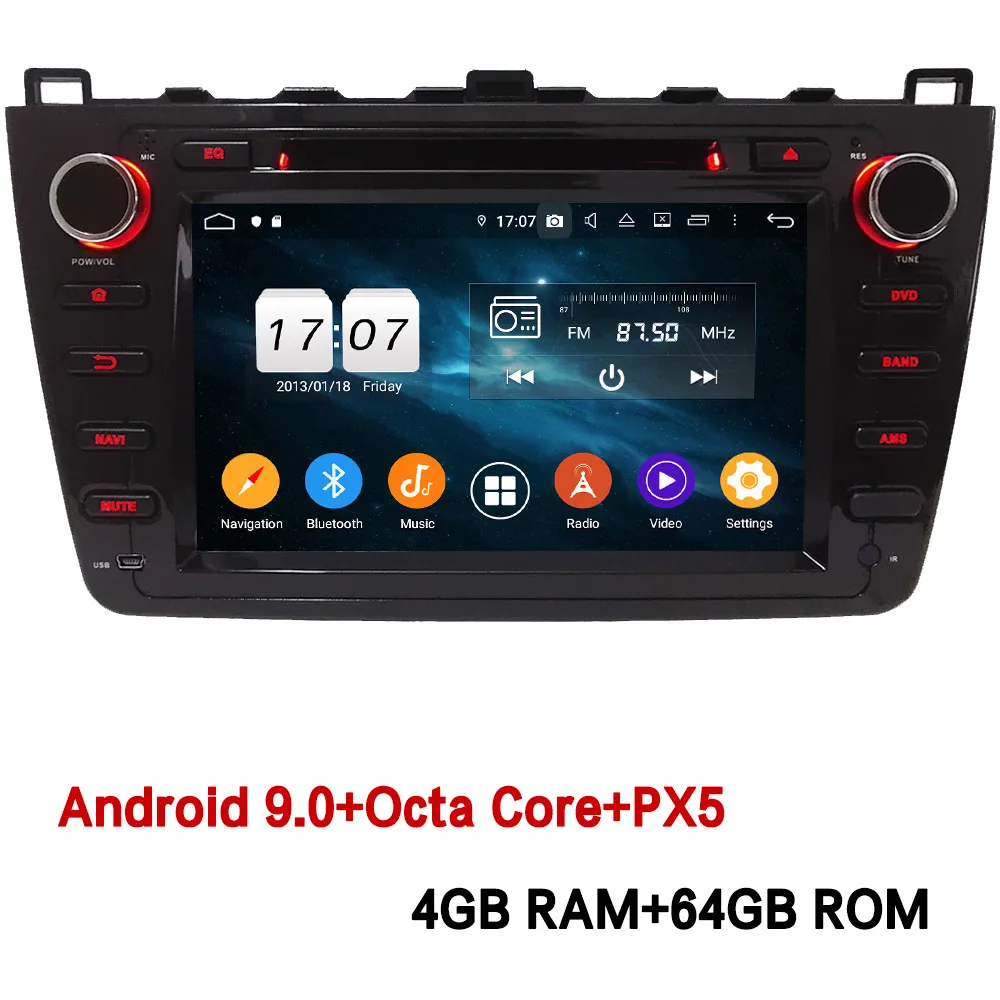 4GB RAM x 64GB ROM Klyde ips 4G wifi Android 9 Восьмиядерный 4 Гб ОЗУ 64 Гб ПЗУ DSP BT автомобильный DVD мультимедийный плеер стерео для Mazda 6 Ultra Ruiyi 2008 - Цвет: 4GB RAM x 64GB ROM