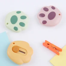Kawaii – Mini couteaux utilitaires portables, fournitures de maison et de bureau, durables, rétractables, petits dessins animés, griffes de chat, avec trous