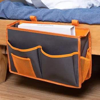 

Student Bedside Storage Bag Hanging Organizer For Bunk Pen Power Bank Travel Kit Case Pouch Electronics Accessory-Grey Orange S