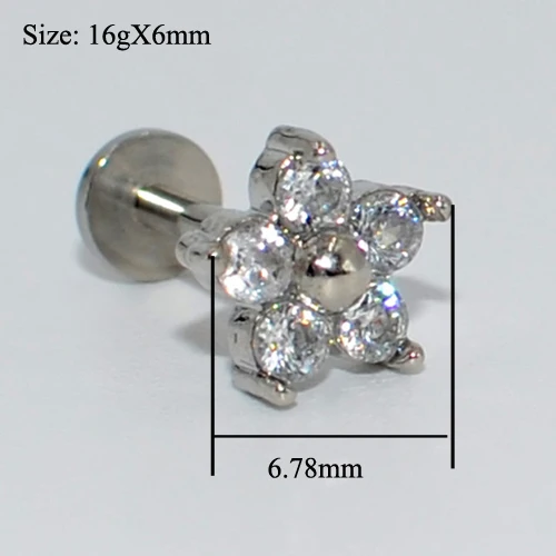 FLower Gem Drealee 1 шт. 16 г нержавеющая сталь 1 шт. горячая Распродажа Опаловое кольцо с крапановой закрепкой камня ухо траг хрящевая спираль серьга, ушной пирсинг ювелирные изделия для тела - Окраска металла: FLower Gem