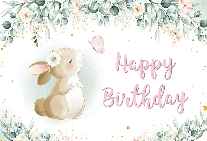 Photography Background Spring Floral Easter Bunny Birthday Party Rabbit Butterfly Decoration Backdrop 1 set