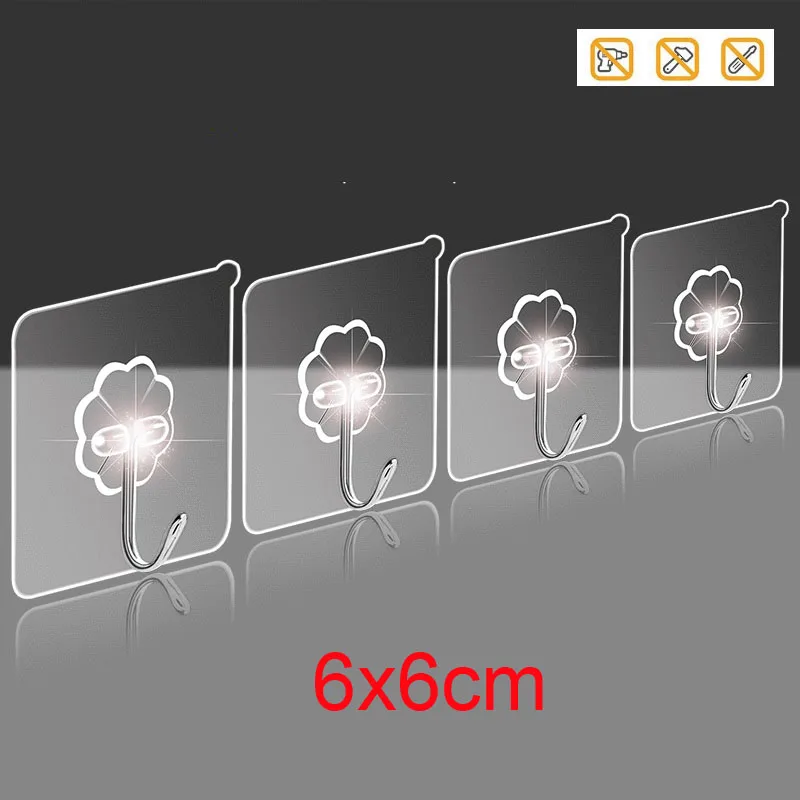 Прозрачные крючки 6 х6 см прочные самоклеящиеся настенные вешалки для дверей на
