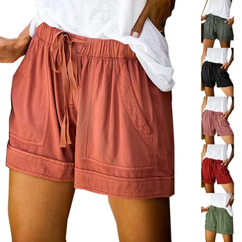 

Casual Shorts Women New Summer High Waist Lace Up Pocket Loose Wide-leg Shorts Ladies Shorts Plus Size 5XL Shorts