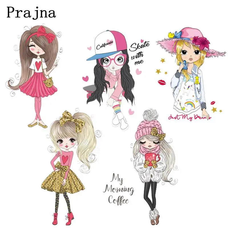 

Prajna Ballet Girls Patch DIY Iron On Heat Transfers Vinyl Thermal Heat Transfer Patches For Clothing Ironing Sticker On Clothes