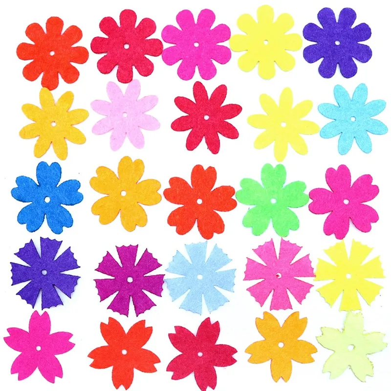 100 Pcs Wool Felting Flowers DIY Crafts Applique Felting Sewing Paste Material Christmas Pendant Home Decor Felt Bouquet Patch
