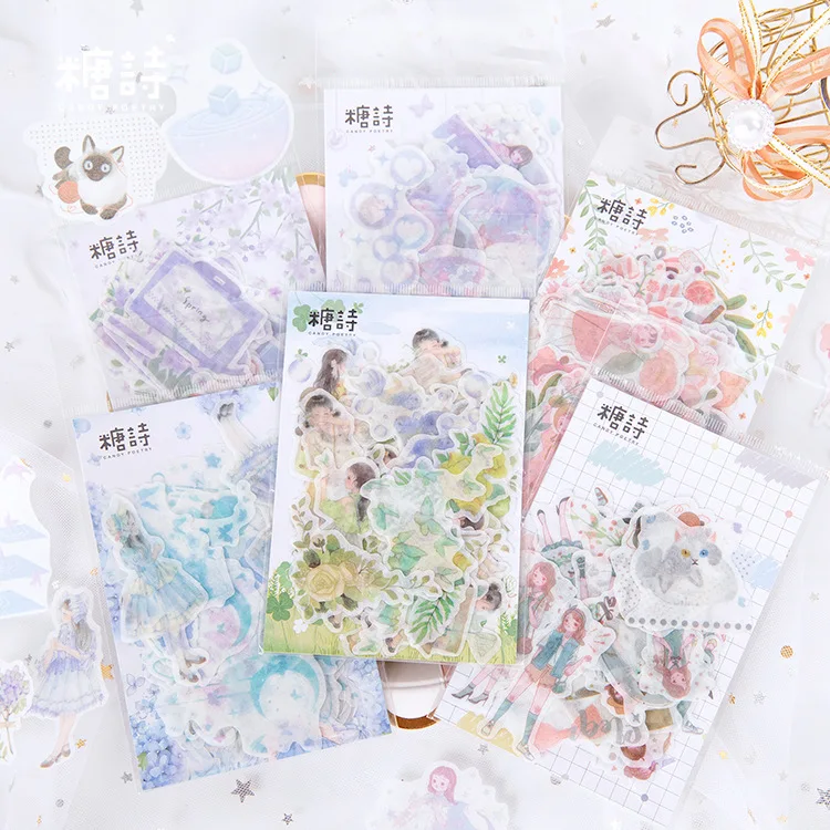 

45pcs/1pack Kawaii Stationery Stickers Qingfeng Manor Series Decorative Mobile Stickers Scrapbooking DIY Craft Stickers