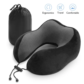 

-Shape Travel Pillow in the Car Memory Foam Neck Pillow Comfortable Cervical Pillows Sleep Folding for Airplane Cushion Neck