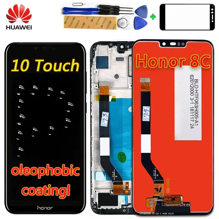 

Original Huawei Honor 8C 6.26 inch LCD Display 10 touch Touch Screen Honor Paly 8C Digitizer Assembly oleophobic coating Frame