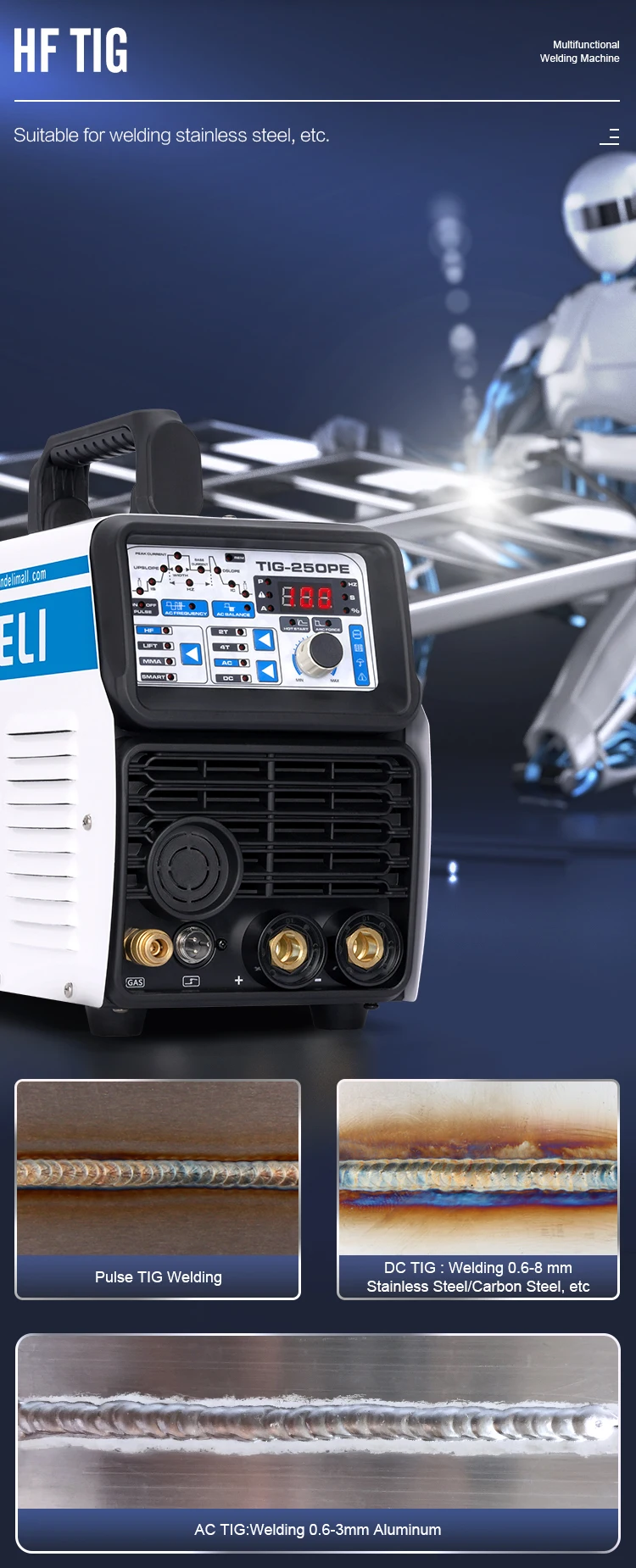 Review ANDELI TIG250PE TIG Aluminum Welding Machine HF TIG/LIFT TIG