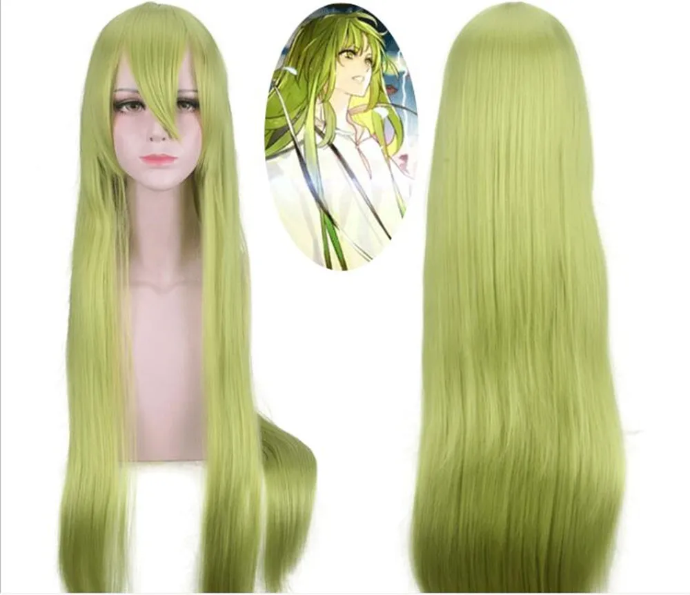 Fate Grand Order Cosplay Enkidu парик зеленый длинный прямой для костювечерние синтетические