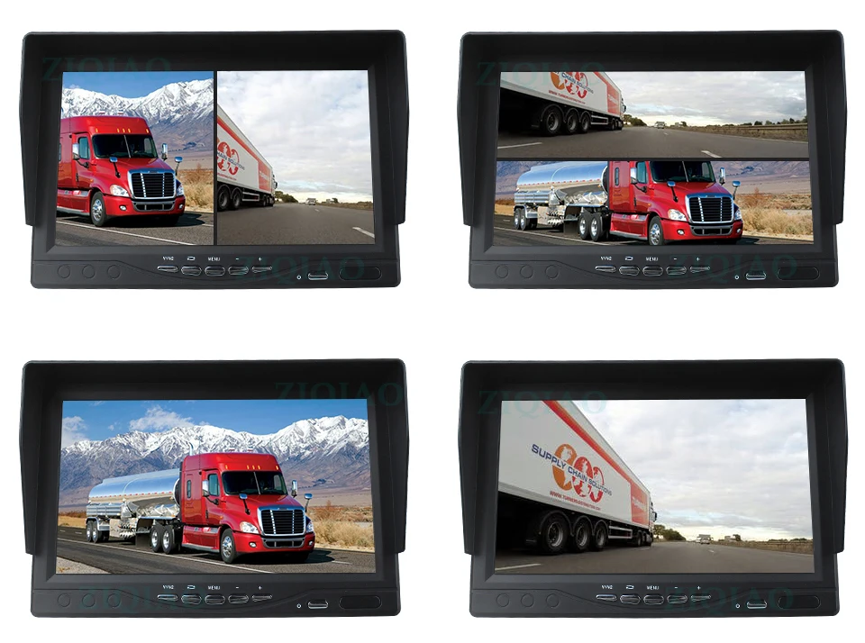 ZIQIAO 7 AHD DVR SD Recorder monitor 2 Split Screen 2CH Monitor Dual Camera Monitoring System for Bus Truck RV Harvester