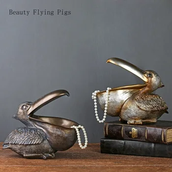 

Toucan Key Storage Figurine Pelican Statue Storage Basket Animals Bird Sculpture Home Desktop Decor Ornament Gift