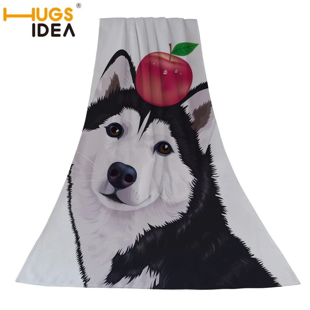 HUGSIDEA Husky Print Bath Towel Soft Microfibre Beach Face Towel Swim Washcloth Lightweight Large Towel Sport Travel Accessories