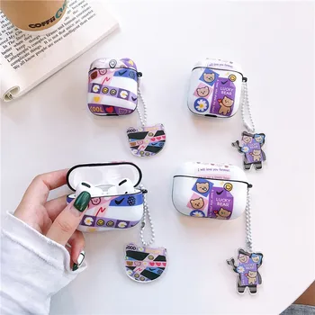 

Label Bear Daisy Bluetooth Headset Silicone Case for Airpods 1 2 Air Pods Pro Wireless Charging Cover Headphones Case Keychain