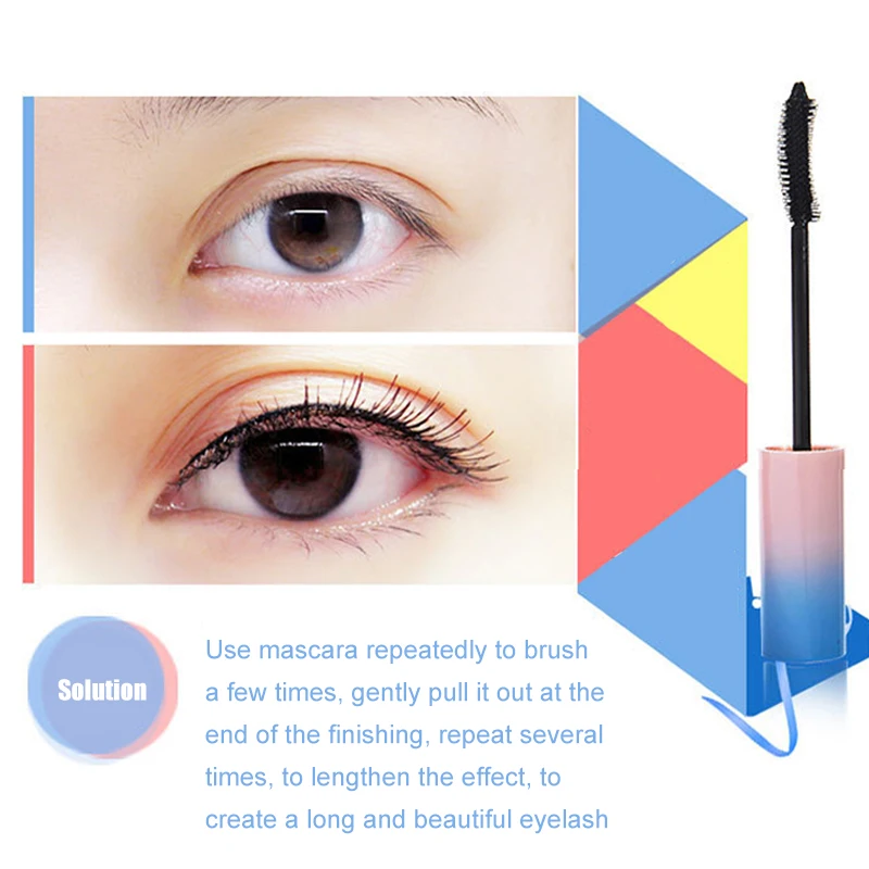 Waterproof Natural Silk Fiber Eyelash Liquid Curling Slender Thick Eyelash Mascara Eye Makeup Extension Eye Lashes