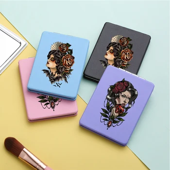 

Flowers Mini Make up Mirror Fashion Portable Girl Two-side Folding Magnifying Pocket Compact Cosmetic Vanity Mirrors for Women