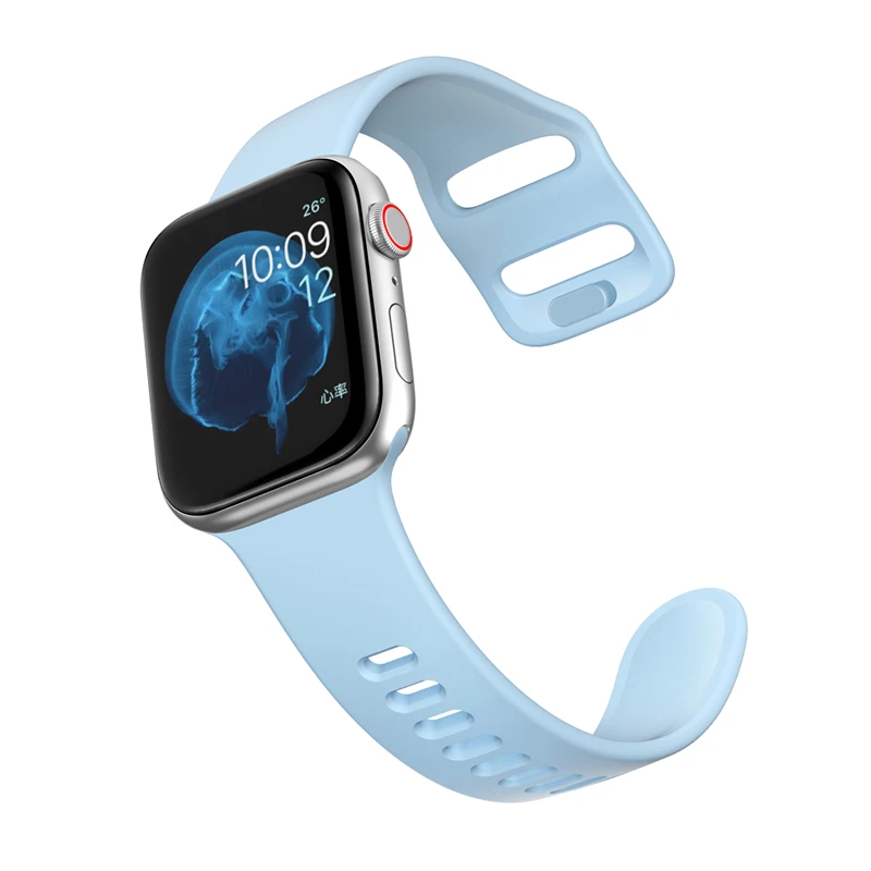 Ремешок для Apple Watch 38/42 мм iWatch 4 5 44 мм 40 мм спортивный силиконовый ремень браслет Correa для Apple Watch 5 4 3 2 аксессуары - Цвет ремешка: Sky-blue