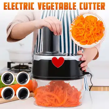 

2L Vegetable Cutter Electric Vegetable Fruit Quick Cutter Chopper Grater Kitchen Slicer BPA-free Eco-Friendly with 4 Blade