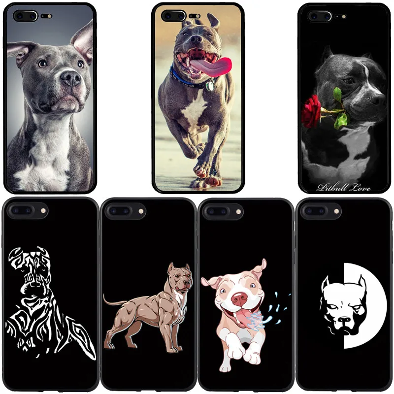 Pit Bull Lovely Dog Pet Pitbull black silicone Suave TPU Telefone case for iphone11 11PRO 11PROMAX X XR XSMAX 6 7 8 Plus 5 SE |