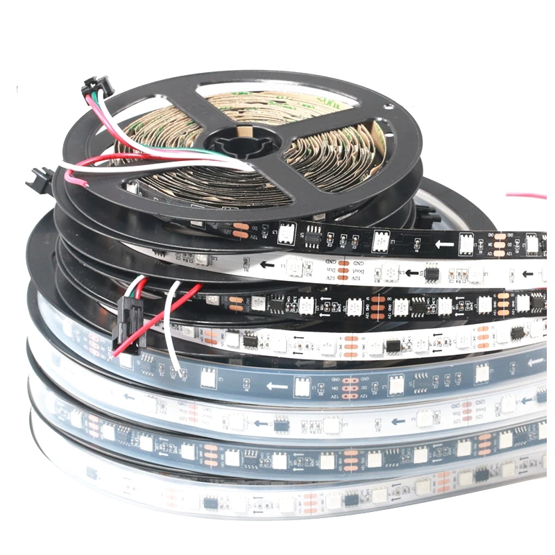5 м WS2811 Светодиодная лента 30/48/60 светодиодов/м 10/16/20 шт. ws2811 ic/meter DC12V белый/черный PCB
