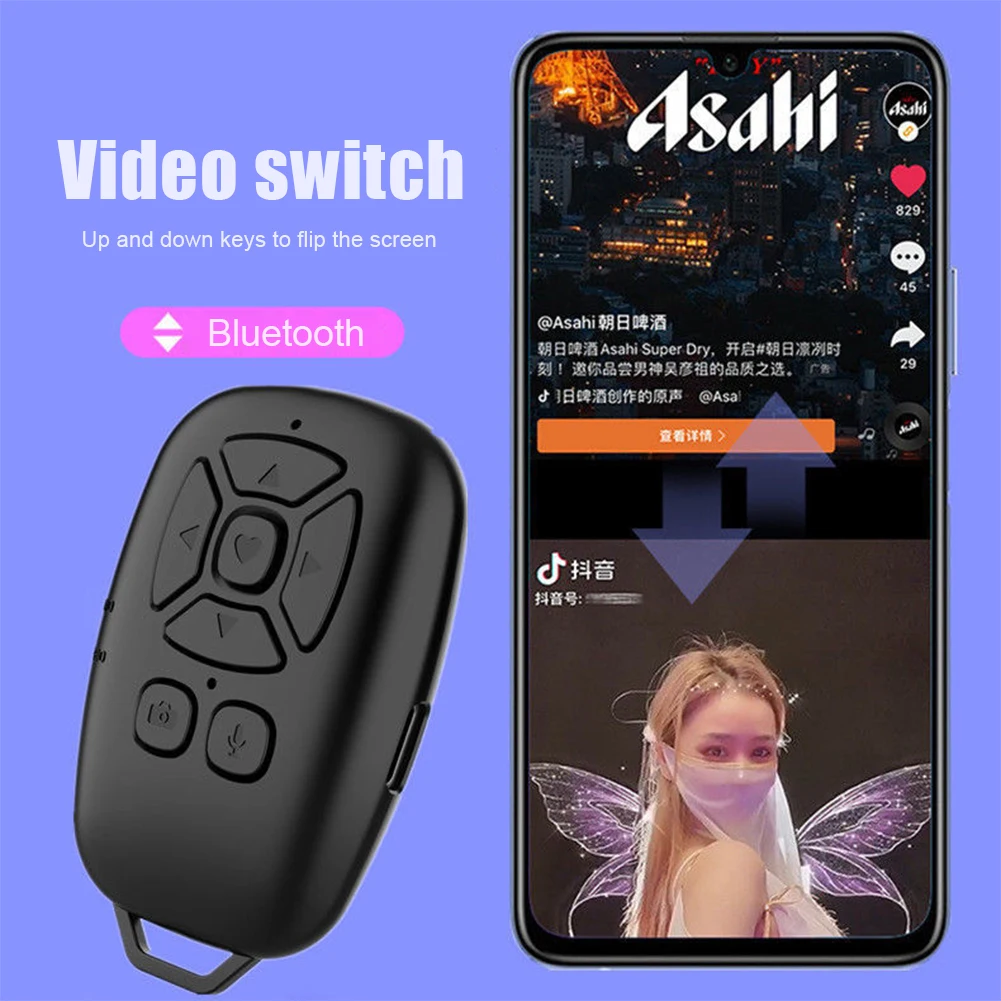 Selfie Camera Shutter Release Bluetooth-compatible Remote Control Button Wireless Controller for Phone E-book Turn Page