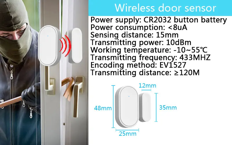 Tuya 433MHz Wireless WiFi GSM Home Security Alarm System with Touch Keypad PIR Detector Strobe Siren Supports Alexa & Google ring alarm wireless keypad