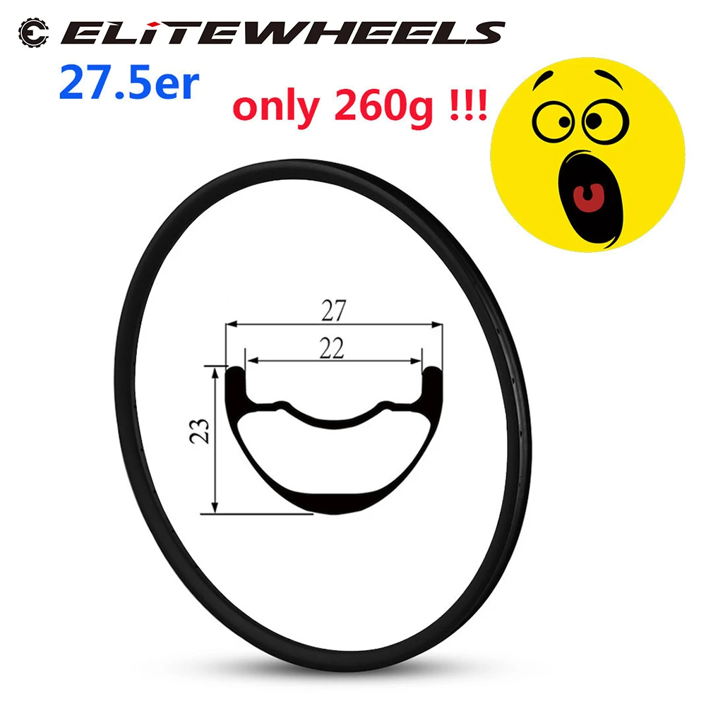 Горный велосипед ELITEWHEELS 260g только 27.5er Toray T800 обод без крючка из углеродного