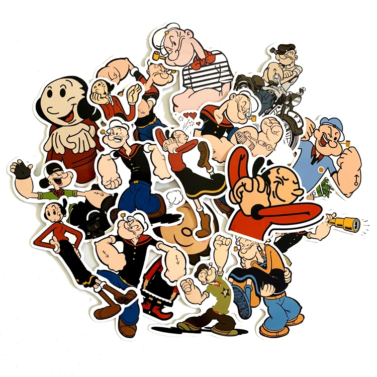 

18PCS Cartoon America Popeye the Sailor man Sticker For Backpack PVC Skateboard motorcycle helmet Car Styling Car Accessories