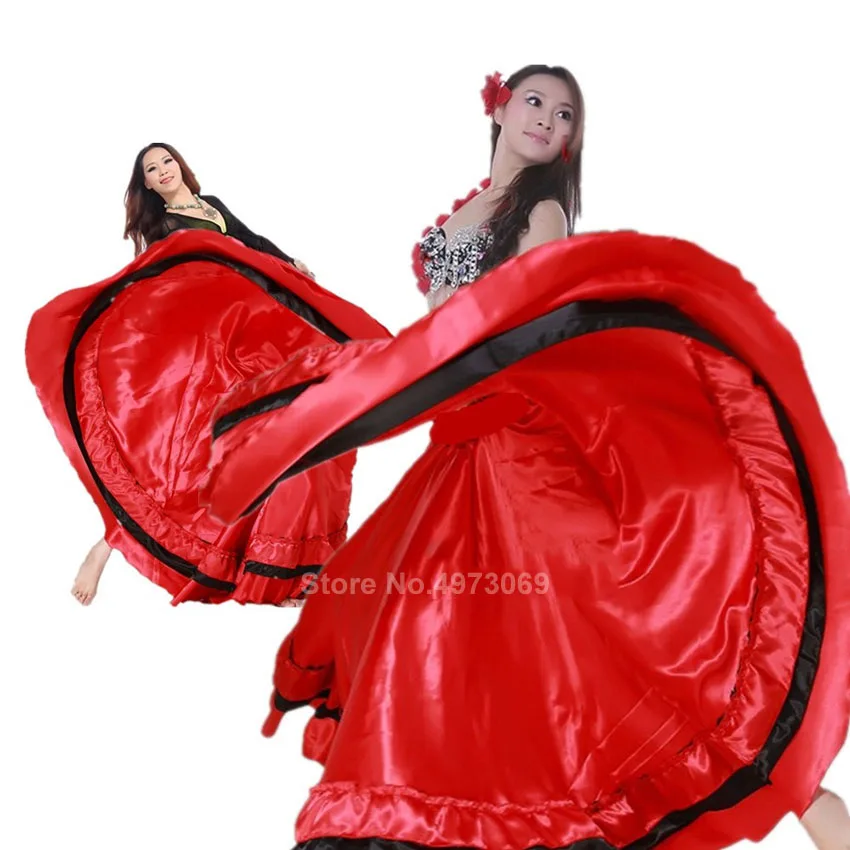 Атласная гладкая юбка размера плюс для фламенко традиционная испанская коррида фестиваль цыганские женские костюмы для танца живота