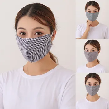 

4pc mascarilas reutilizables Adult Unisex Outdoor Plaid Printing face Mask Sunscreen Washable Cotton Masque Respirator маска