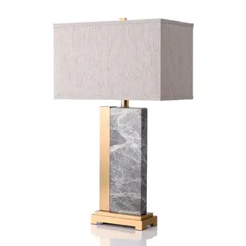 

Nordic Table Lamp Post Modern Linen Cloth Shade Luxury Simple Gold Metal Plated Marble desk lamp Bedside Design art decoration
