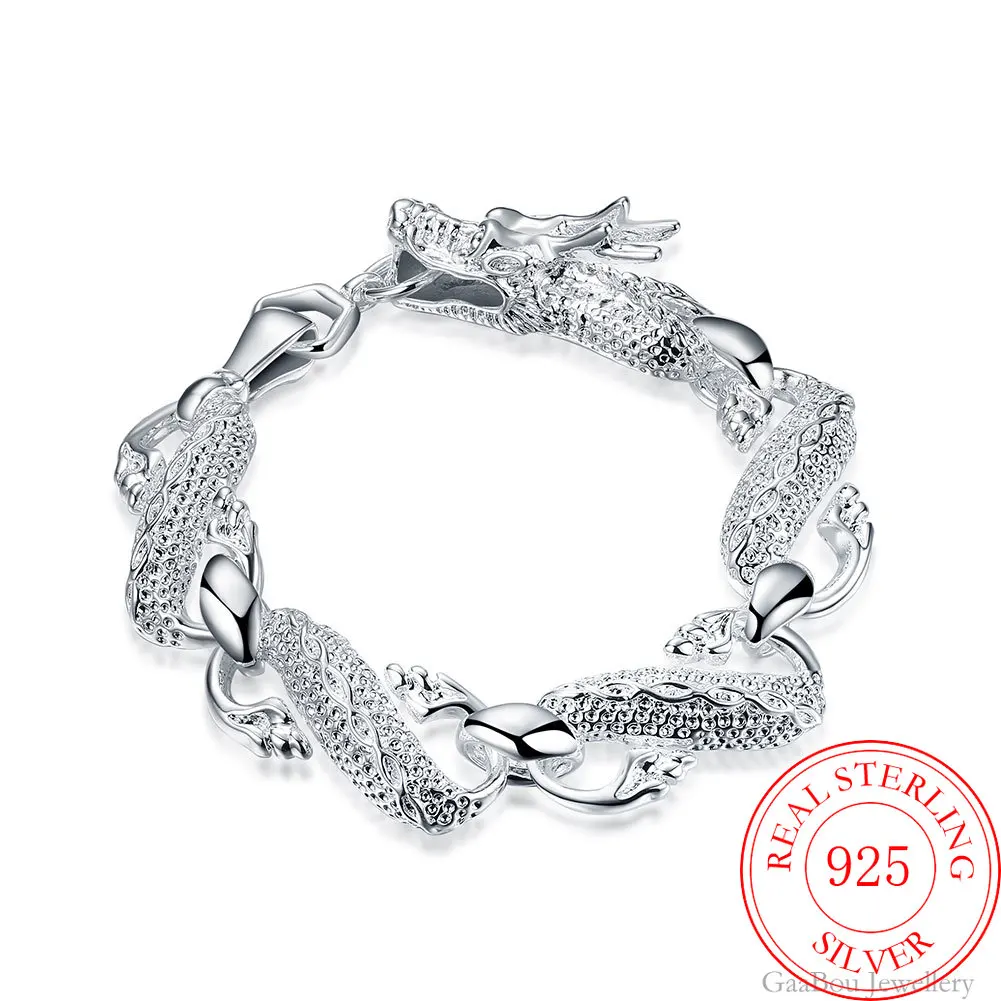 925 Sterling Silver Classic Fashion Dragon Chain Bracelets For Women Charms Wedding Party Girls Fine Retro Jewelry 2021