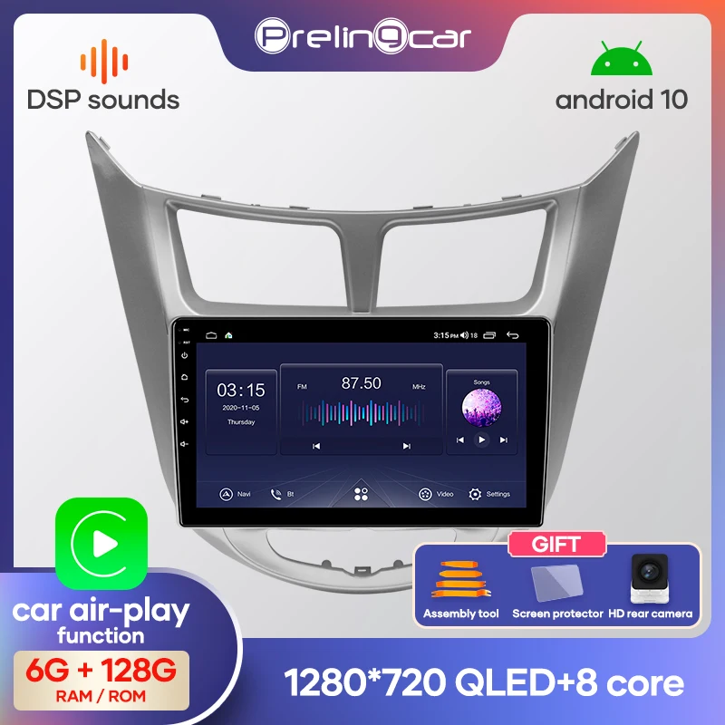Автомобильное радио мультимедийный видеоплеер GPS-навигатор Prelingcar Android10.0 без DVD 2