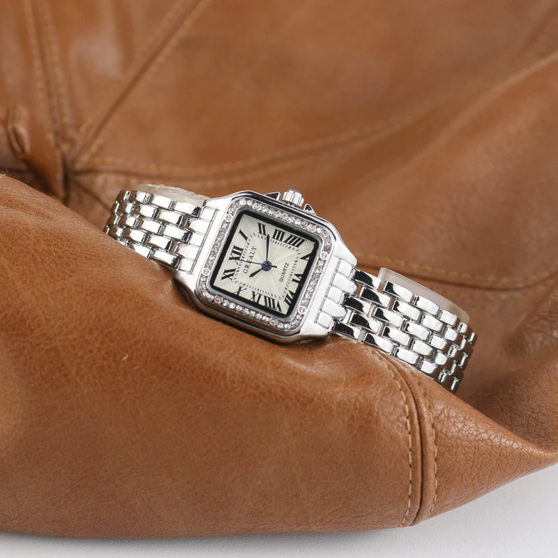 Montre-bracelet à quartz carrée pour femme, montres pour femme, bracelet en acier simple, argent classique, marque de luxe, mode